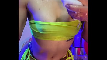 Getting wet and playing in a toy pool while i touch myself and get horny