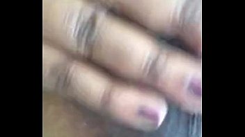 Busty ebony teen massages her tits