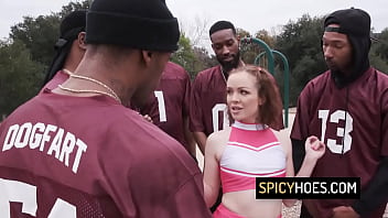 Cheerleader slut gets her pussy destroyed in a group sex