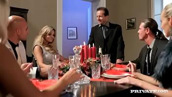 Sexy trio of pornstars enjoy a holiday dinner and then sex Sexy trio of pornstars enjoy a holiday dinner and then sex