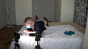 The camera watches me masturbate with panties and records a video curvy milf with a big ass and big tits