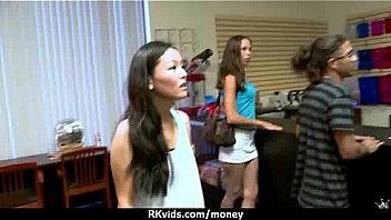 Sexy teen nails her butt on hard dick for cash 4