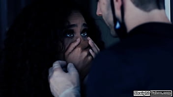 Petite ebony scarlit scandal has been taken care of her ill husband during the stays quiet about it so she can fuck the delivery guy