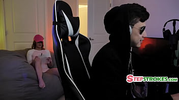 Sucking stepbro's gamer cock