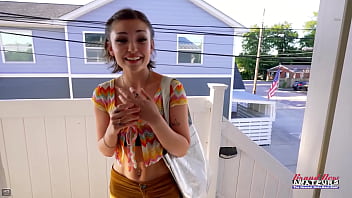 Petite brunette wendy rubs her pussy and gets it banged after giving a bj