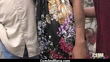 Nasty black girl grouped and facialed 19