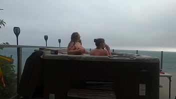 Babes having fun in hot tub