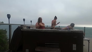 Babes having fun in hot tub