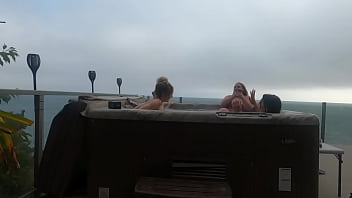 Babes having fun in hot tub