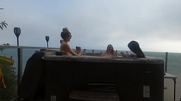 Babes having fun in hot tub