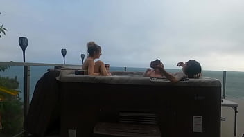 Babes having fun in hot tub