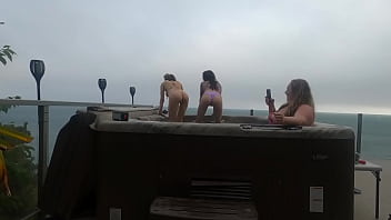 Babes having fun in hot tub