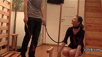 Horny teen enjoys hard cock