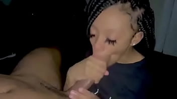 Ebony babe blowjob cum on face and mouth