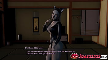 Halloween 3d hentai animation – black cat latex cosplay girl pussy fingering standing lick & double toys stimulation wet orgasm in honey select 2