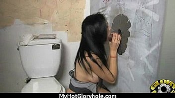 Ebony teen shows off her blowjob skills at gloryhole 11