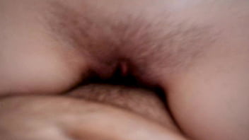 Brunette red lipstick pov blowjob & tight pussy creampie