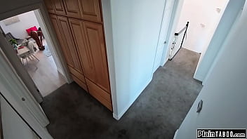 Stepdad caught a glimpse of his ebony stepdaughter destiny mira nude on the catches him with a camera in her room and makes him lick her