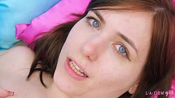 Enchanting brunette plays with her sexy body