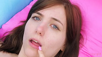 Enchanting brunette plays with her sexy body