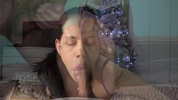 Hot blowjob and cum on feet before christmas