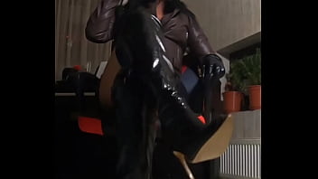 “hands off just watch me cum in leather while you beg for permission ”boots gloves tight skirt & a soake