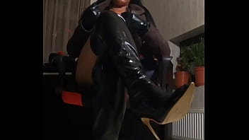 “hands off just watch me cum in leather while you beg for permission ”boots gloves tight skirt & a soake