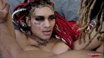 Blacktgir Black Tgirl With Big Ass And Huge Tits Sucks Guy's Black Cock And Fucks Her Ass thumbnail