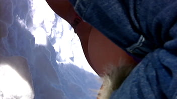 On our ski vacation i strip and pee in the snow