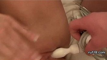 Horny teen enjoys hard cock