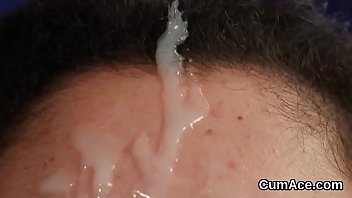 Peculiar beauty gets jizz load on her face swallowing all the ejaculate