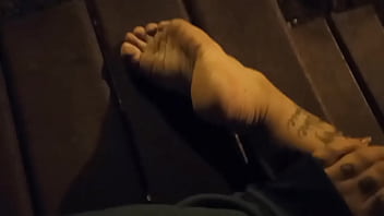 Night walk in sandals