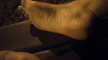 Night walk in sandals