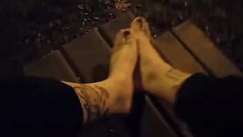 Night walk in sandals