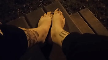 Night walk in sandals
