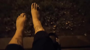 Night walk in sandals