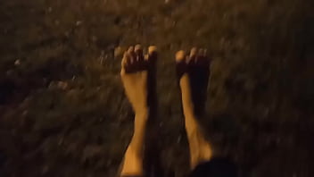 Night walk in sandals