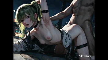 Black leather green hair and the kind of night where shadows fall in love