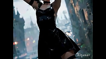 Black leather green hair and the kind of night where shadows fall in love