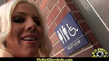 Horny lady enjoys gloryhole cocksucking interracial 14