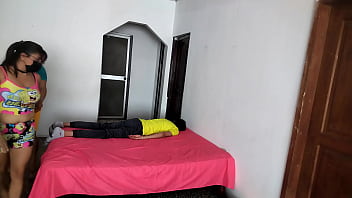 Unfaithful woman calls her neighbor to fuck her next to him