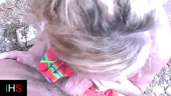 Blonde girl fucked outdoors in the countryside