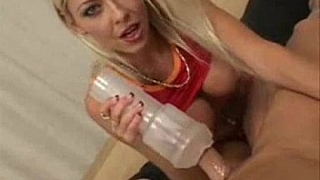 Blond fucking with flashlight and cumshot