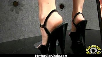 Horny lady enjoys gloryhole cocksucking interracial 18