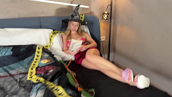 Sexy big boobs girl does a try on haul for halloween but amateur porn director wants a ruined orgasm