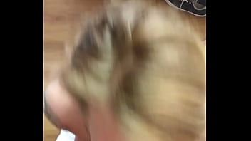 Blonde babe sucks cock