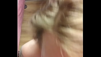 Blonde babe sucks cock