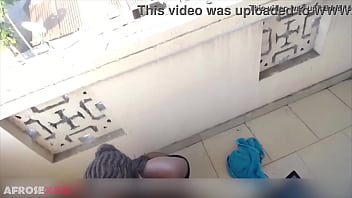 Teen sucking my cock on the balcony