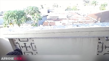 Teen sucking my cock on the balcony