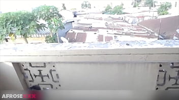 Teen sucking my cock on the balcony